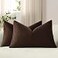 DEZENE Lumbar Pillow Covers 12x20 Chocolate Brown Pack of 2 Cozy Soft Velvet Rectangular Modern Luxury Decorative Throw Pillow Cases for Sofa Couch Living Room Bed Home Decor