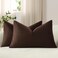 DEZENE Lumbar Pillow Covers 12x20 Chocolate Brown Pack of 2 Cozy Soft Velvet Rectangular Modern Luxury Decorative Throw Pillow Cases for Sofa Couch Living Room Bed Home Decor