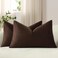 DEZENE Lumbar Pillow Covers 12x20 Chocolate Brown Pack of 2 Cozy Soft Velvet Rectangular Modern Luxury Decorative Throw Pillow Cases for Sofa Couch Living Room Bed Home Decor