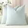 DEZENE Throw Pillow Covers 16x16 LightBlue Pack of 2 Cozy Soft Velvet Square Modern Luxury Decorative Throw Pillow Cases for Sofa Couch Living Room Bed Home Decor