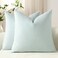 DEZENE Throw Pillow Covers 16x16 LightBlue Pack of 2 Cozy Soft Velvet Square Modern Luxury Decorative Throw Pillow Cases for Sofa Couch Living Room Bed Home Decor