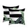 Newhomestyle Black and White Stripes Palm Leaf Pattern Summer Zippered Pillow Cover Square Throw Pillow Case Cushion Cover 18x18 in Double Sided