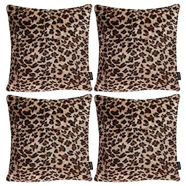 Faylapa 4 Pack Soft Plush Leopard Print Pillow CoversAnimal Theme Print Faux Fur Decorative Throw Pillowcase Home Decor Cushion Cover 1818 Inches 4545cmCase ONLY