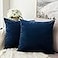 MIULEE 24x24 Inch Euro Sham Velvet Pillow Covers Set of 2 Large Square Decorative Pillows Dark Blue Super Soft for King Bed Sofa Couch Accent Chairs