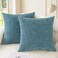 CaliTime Throw Pillow Covers Decorative 20 X 20 Inches Pack of 2 Cozy Chenille Cushion Cases for Couch Sofa Bed Living Room Home Smoke Blue