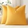 DEZENE Throw Pillow Covers 16x16 Gold Yellow Pack of 2 Cozy Soft Velvet Square Modern Luxury Decorative Throw Pillow Cases for Sofa Couch Living Room Bed Home Decor