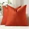 DEZENE Throw Pillow Covers 22x22 Burnt Orange Pack of 2 Cozy Soft Velvet Square Modern Luxury Decorative Throw Pillow Cases for Sofa Couch Living Room Bed Home Decor