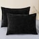 CaliTime Throw Pillow Covers Decorative 20 X 26 Inches Pack of 2 Cozy Chenille Standard Pillow Shams Cases for Couch Sofa Bed Living Room Home Black