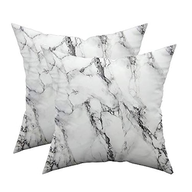 TAOSON Set of 2 Home Decorative Marble Pattern Cozy Throw Pillow Cases Cushion Covers Shells for Couch Bed Sofa Farmhouse Manual 18x18 Inches Only Cover No Insert S012