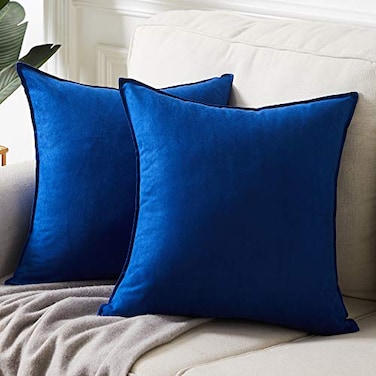 Fancy Homi 2 Packs Premium Faux Suede Decorative Throw Pillow Covers Super Soft Square Pillow CaseSolid Cushion Cover for CouchSofaBedroom 20x 20Set of 2 Blue