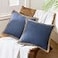Phantoscope Pack of 2 Farmhouse Decorative Solid Throw Decorative Pillow Cover Burlap Linen Trimmed Tailored Edges Navy Blue 26 x 26 inches 65 x 65 cm