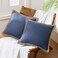 Phantoscope Pack of 2 Farmhouse Decorative Solid Throw Decorative Pillow Cover Burlap Linen Trimmed Tailored Edges Navy Blue 26 x 26 inches 65 x 65 cm