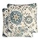 Mika Home Pack of 2 Jacquard Circle Floral Throw Pillow Case Decorative Pillow Cover for 22X22 Inserts Cream Blue