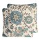Mika Home Pack of 2 Jacquard Circle Floral Throw Pillow Case Decorative Pillow Cover for 22X22 Inserts Cream Blue