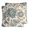 Mika Home Pack of 2 Jacquard Circle Floral Throw Pillow Case Decorative Pillow Cover for 22X22 Inserts Cream Blue