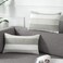 AmHoo Pack of 2 Farmhouse Stripe Check Throw Pillow Covers Set Case Cotton Linen Decorative Pillowcases Cushion Cover for Couch Bench Sofa 12x20Inch Light Grey Beige