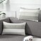 AmHoo Pack of 2 Farmhouse Stripe Check Throw Pillow Covers Set Case Cotton Linen Decorative Pillowcases Cushion Cover for Couch Bench Sofa 12x20Inch Light Grey Beige