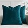 DEZENE 16x16 Teal Throw Pillow Cases Pack of 2 Vertical Ripple Striped Velvet Square Decorative Pillow Covers for Farmhouse Couch Sofa Bed Living Room Home Decor