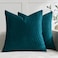 DEZENE 16x16 Teal Throw Pillow Cases Pack of 2 Vertical Ripple Striped Velvet Square Decorative Pillow Covers for Farmhouse Couch Sofa Bed Living Room Home Decor