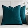 DEZENE 16x16 Teal Throw Pillow Cases Pack of 2 Vertical Ripple Striped Velvet Square Decorative Pillow Covers for Farmhouse Couch Sofa Bed Living Room Home Decor