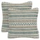 Mika Home Pack of 2 Throw Pillow Covers Decorative Pillow Cases for Sofa Couch Bed Bohemian Striped Geometric Pattern 20x20 Inches Green Taupe Cream