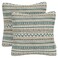 Mika Home Pack of 2 Throw Pillow Covers Decorative Pillow Cases for Sofa Couch Bed Bohemian Striped Geometric Pattern 20x20 Inches Green Taupe Cream