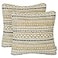 Mika Home Pack of 2 Throw Pillow Cases Decorative Pillow Covers for Home Decoration Bohemian Striped Geometric Pattern 22x22 InchesGold Grey Cream