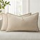 decorUhome Summer Chenille Soft Cozy Throw Pillow Covers 12x20 Set of 2 Modern Farmhouse Boho Velvet Decorative Pillow Cases with Stitched Edge for Couch Sofa Bed Home Decor Beige