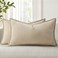 decorUhome Summer Chenille Soft Cozy Throw Pillow Covers 12x20 Set of 2 Modern Farmhouse Boho Velvet Decorative Pillow Cases with Stitched Edge for Couch Sofa Bed Home Decor Beige