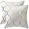 DEZENE Gold Velvet Throw Pillow Covers Off White 2 Pack 16x16 Inch Square Decorative Pillow Cases for Bedroom Sofa Couch Living Room