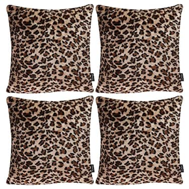 Faylapa 4 Pack Soft Plush Leopard Print Pillow CoversAnimal Theme Print Faux Fur Decorative Throw Pillowcase Home Decor Cushion Cover 2020 Inches 5050cmCase ONLY