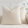 DEZENE Beige Couch Pillow Covers Pack of 2 24x24 Inch Vertical Ripple Striped Velvet Square Throw Pillow Cases for Couch Sofa Bed Living Room Home Decor