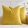 DEZENE Mustard Yellow Couch Pillow Covers Pack of 2 16x16 Inch Vertical Ripple Striped Velvet Square Throw Pillow Cases for Couch Sofa Bed Living Room Home Decor