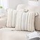 decorUhome Summer Decorative Boho Throw Pillow Covers 20x20 Set of 2 Accent Neutral Textured Tufted Pillow Covers Striped for Couch Bed Sofa Living Room Beige and Cream White