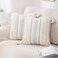 decorUhome Summer Decorative Boho Throw Pillow Covers 20x20 Set of 2 Accent Neutral Textured Tufted Pillow Covers Striped for Couch Bed Sofa Living Room Beige and Cream White