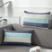 AmHoo Pack of 2 Farmhouse Stripe Check Throw Pillow Covers Set Case Cotton Linen Decorative Pillowcases Cushion Cover for Couch Bench Sofa 12x20Inch Blue Beige