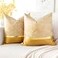 OTOSTAR Set of 2 Fall Throw Pillow Covers for Bed Couch Sofa Car Decor Luxury Modern Minimalist Gold Leather Stitching Wavy Stripes Square Pillowcase Cushion Cover 18 x 18 Inches Gold