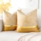 OTOSTAR Set of 2 Fall Throw Pillow Covers for Bed Couch Sofa Car Decor Luxury Modern Minimalist Gold Leather Stitching Wavy Stripes Square Pillowcase Cushion Cover 18 x 18 Inches Gold