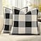 decorUhome Summer Buffalo Plaid Check Throw Pillow Covers 20x20 Set of 2 Outdoor Linen Decorative Farmhouse Gingham Pillow Covers with Stitched Edge for Bed Couch Sofa Black and White