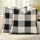 decorUhome Summer Buffalo Plaid Check Throw Pillow Covers 20x20 Set of 2 Outdoor Linen Decorative Farmhouse Gingham Pillow Covers with Stitched Edge for Bed Couch Sofa Black and White