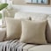 Fancy Homi Pack of 2 Tan 20x20 Inch Decorative Throw Pillow Covers with Pompoms Soft Corduroy Solid Square Cushion Cases Set for Living Room Couch Sofa Bedroom Car 20x20 Inch50x50 cm Khaki