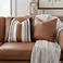 Vfuty Set of 2 Decorative Faux Leather Throw Pillow Covers for Couch Sofa Bed Farmhouse Tribal Stripe Accent Pillow Case Modern Minimalist Cushion Covers 18 x 18 Inches Black Brown