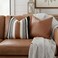 Vfuty Set of 2 Decorative Faux Leather Throw Pillow Covers for Couch Sofa Bed Farmhouse Tribal Stripe Accent Pillow Case Modern Minimalist Cushion Covers 18 x 18 Inches Black Brown