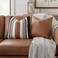 Vfuty Set of 2 Decorative Faux Leather Throw Pillow Covers for Couch Sofa Bed Farmhouse Tribal Stripe Accent Pillow Case Modern Minimalist Cushion Covers 18 x 18 Inches Black Brown