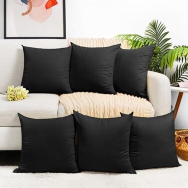 Coddsmz 6 Pack Decorative 100 Cotton Pillow Covers Square Cushion Cover Solid DIY Halloween Throw Pillowcase for Home Sofa BedroomBlack6 Pack18 x 1845x45cm ONLY Covers NOT Insert