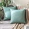 MIULEE Pack of 2 Decorative Outdoor Solid Waterproof Throw Pillow Covers Spring Faux Linen Garden Farmhouse Cushion Cases for Summer Patio Tent Balcony Couch Sofa 18x18 Inch Teal