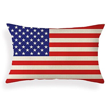 Ogiselestyle American Flag Lumbar Pillow Cover 12x20 inches Independence Day Home Decorative Throw Pillow Cover Cushion Case