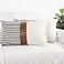 cygnus 12x20 Pillow Covers Set of 2 Farmhouse Decor Stripe Patchwork Linen Throw Lumbar Pillow Covers Modern Faux Leather Covers for Couch SofaNavy Blue