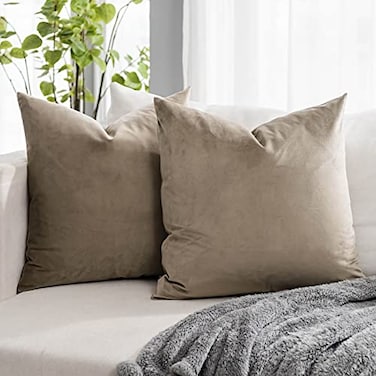 QUAFOO Stone Couch Velvet Throw Pillow Covers 22x22 inch Set of 2 with Zipper Decorative Luxury Soft Solid Rectangle Cushion Covers Case for Sofa Bed Living Room Car