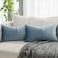 QUAFOO Light Blue Decorative Lumbar Velvet Throw Pillow Covers 12x20 inch Set of 2 with Zipper Luxury Soft Solid Rectangle Cushion Covers Case for Sofa Couch Bed Living Room